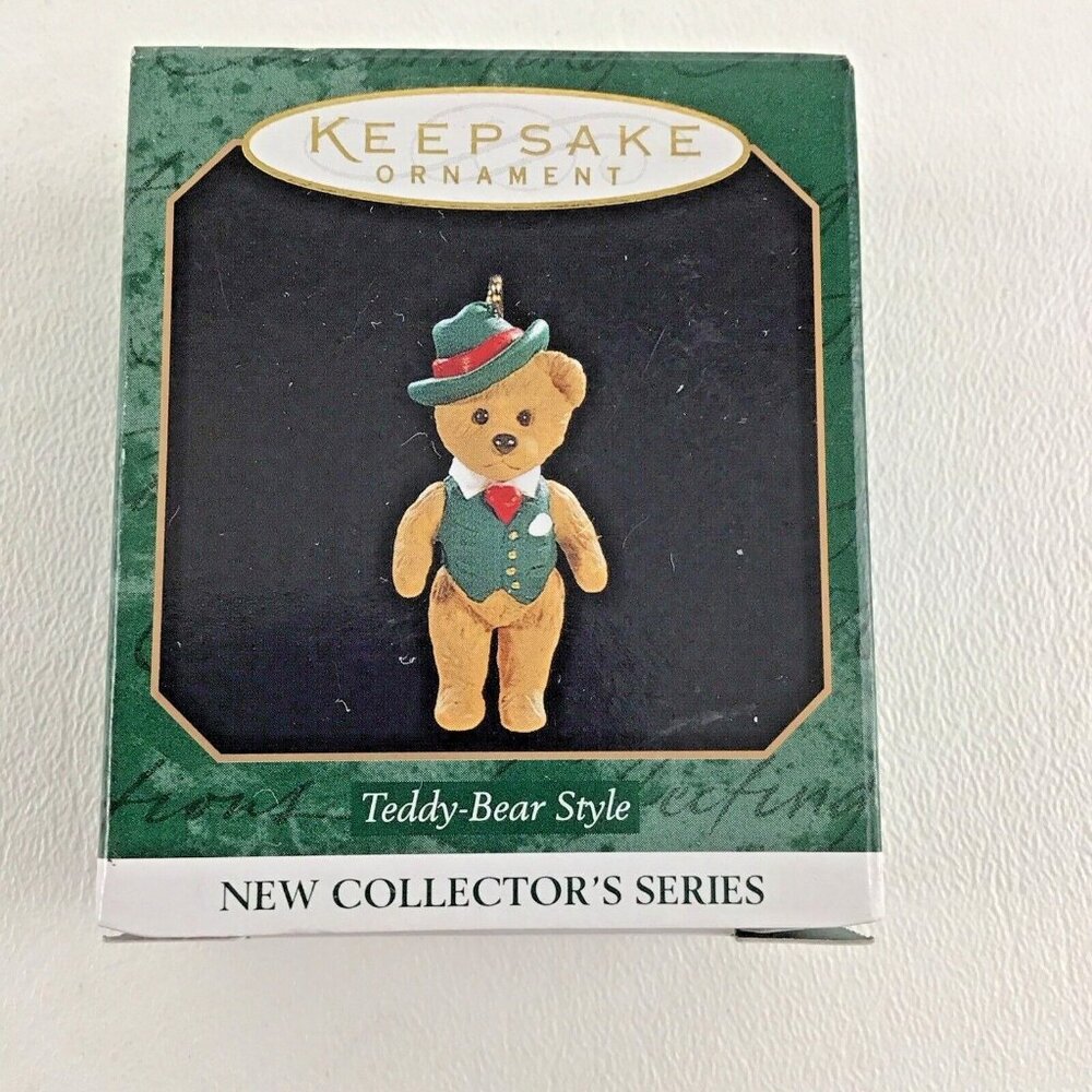Hallmark Keepsake Miniature Ornament Teddy Bear Style Debonair New Vintage 1997